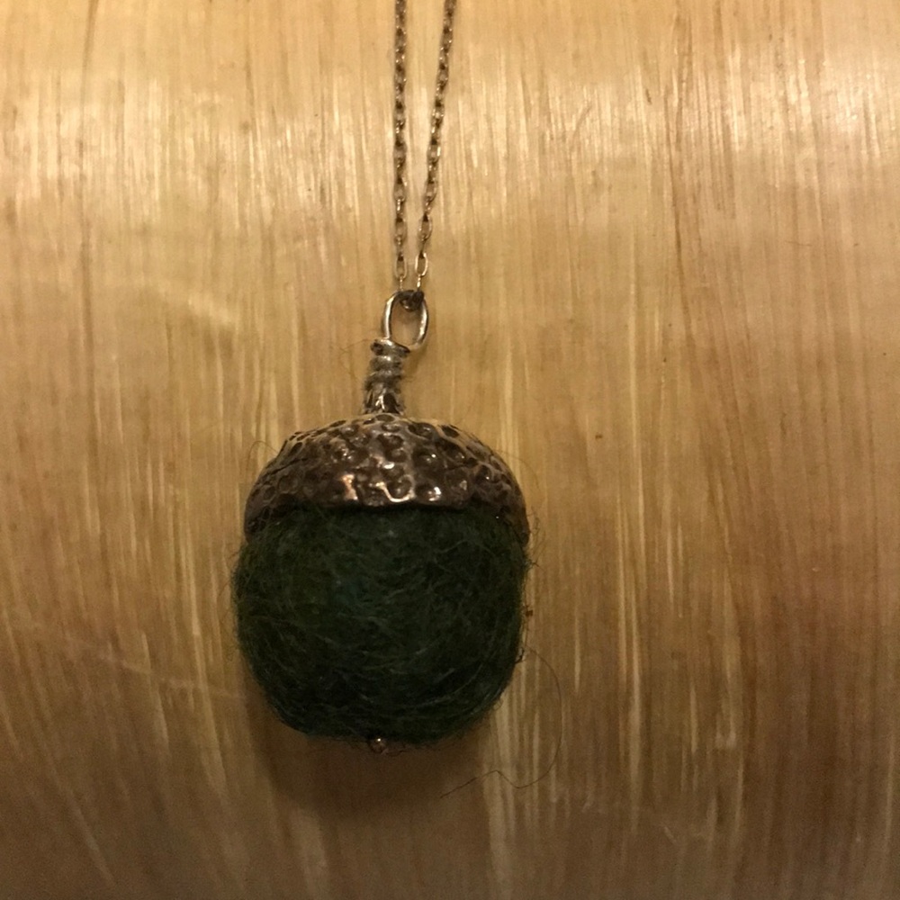 Sterling Silver & hand felted acorn necklace.